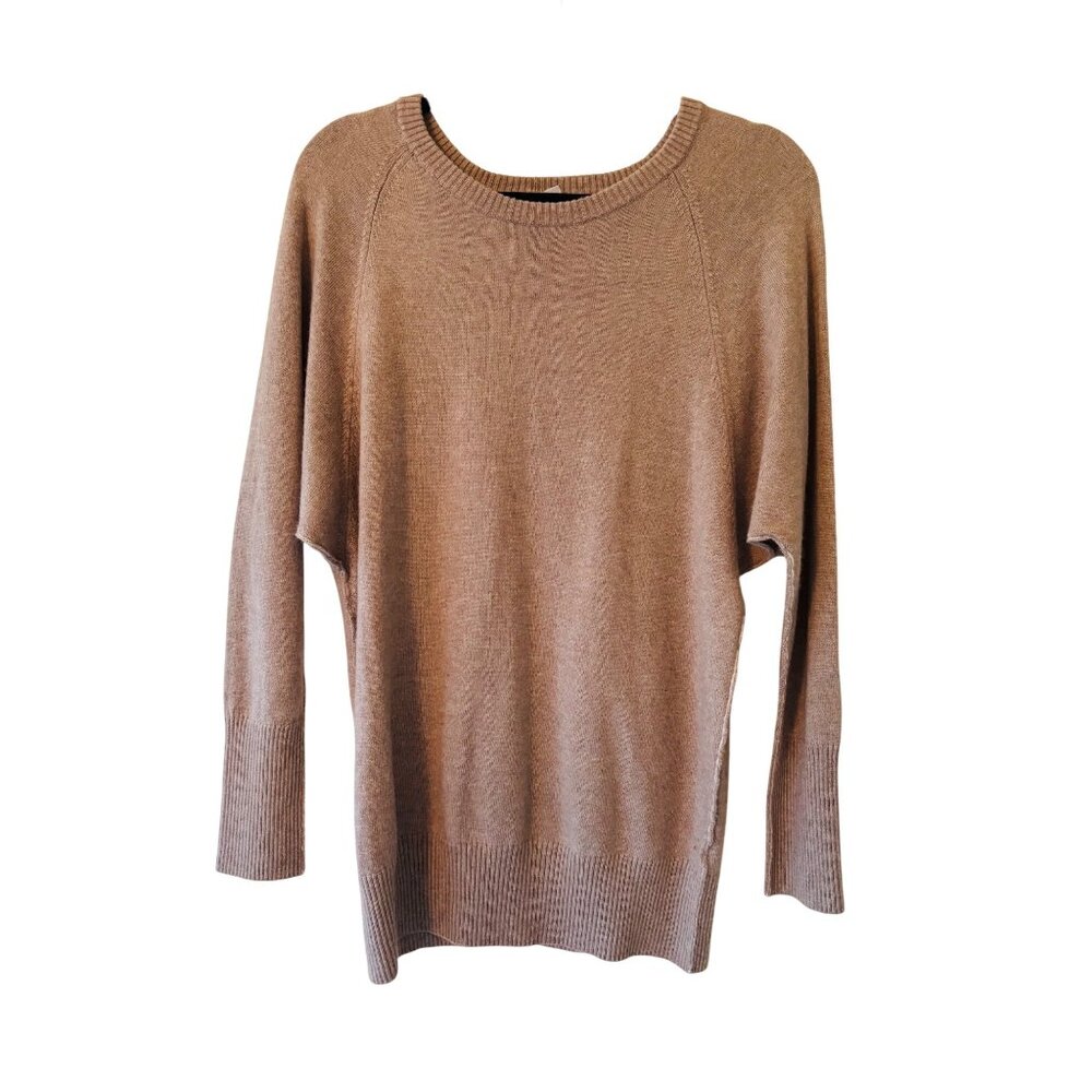 Halogen Womens Wool & Cashmere Sweater M Tan Long Sleeve Ribbed Hem Lightweight